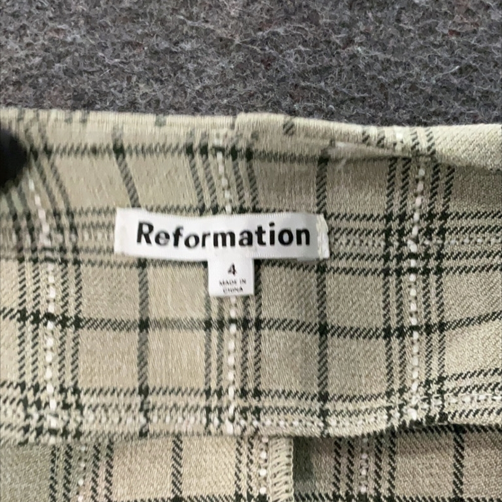 Reformation Green Plaid Waistcoat Vest Size 4 - Picture 3 of 3